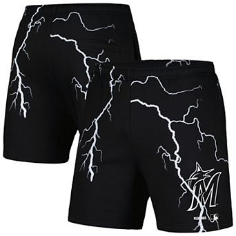 Men's PLEASURES Black Miami Marlins Lightning Shorts