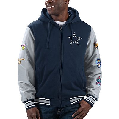 Men s G III Extreme Navy Dallas Cowboys Player Option 5x Super Bowl Champions Full Zip Hoodie