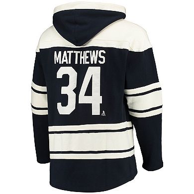 Men's '47 Auston Matthews Blue Toronto Maple Leafs Player Name & Number Lacer Pullover Hoodie