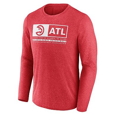 Men's Fanatics Branded Heather Red Atlanta Hawks Three-Point Play T-Shirt