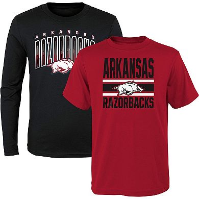 Preschool Black/Cardinal Arkansas Razorbacks Fan Wave Short & Long Sleeve T-Shirt Combo Pack