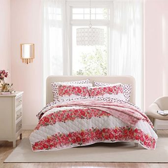Betsey Johnson Floral Pink Floral Quilt Set with Shams
