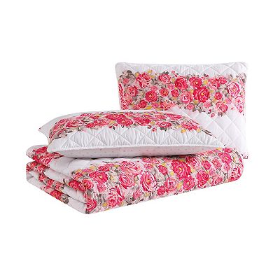 Betsey Johnson Floral Pink Floral Quilt Set with Shams