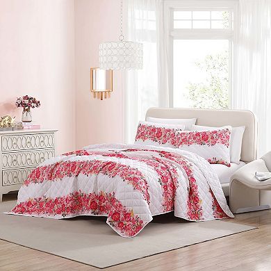 Betsey Johnson Floral Pink Floral Quilt Set with Shams