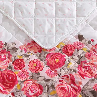 Betsey Johnson Floral Pink Floral Quilt Set with Shams