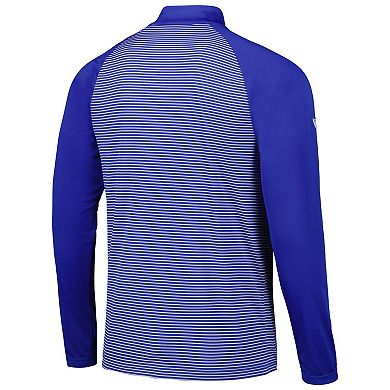 Men's Levelwear Royal Milwaukee Brewers Charter Striped Raglan Quarter-Zip Top