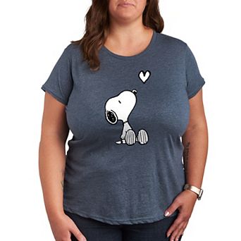 Plus Peanuts White Snoopy Heart Graphic Tee