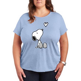 Plus Peanuts White Snoopy Heart Graphic Tee