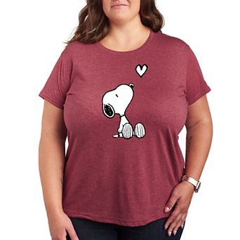 Plus Peanuts White Snoopy Heart Graphic Tee