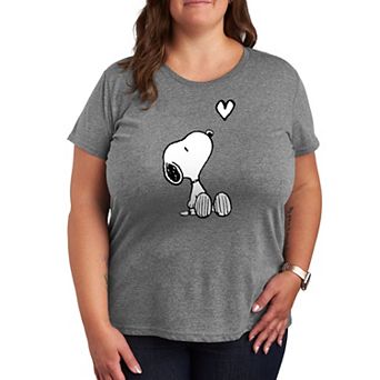 Plus Peanuts White Snoopy Heart Graphic Tee