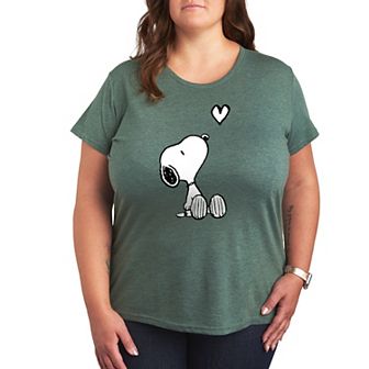 Plus Peanuts White Snoopy Heart Graphic Tee