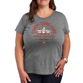 Plus Size Candy Cane Café Holiday Graphic Tee