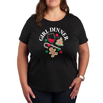 Plus Size Girl Dinner Christmas Graphic Tee