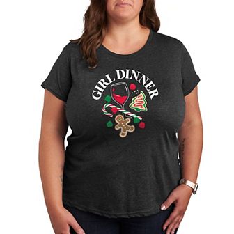 Plus Size Girl Dinner Christmas Graphic Tee