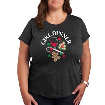 Plus Size Girl Dinner Christmas Graphic Tee