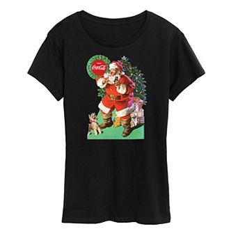 Plus Size Coca Cola Vintage Santa With Dog Graphic Tee