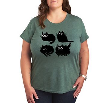 Plus Sketched Black Cats Graphic Tee