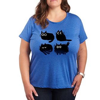 Plus Sketched Black Cats Graphic Tee
