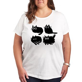 Plus Sketched Black Cats Graphic Tee