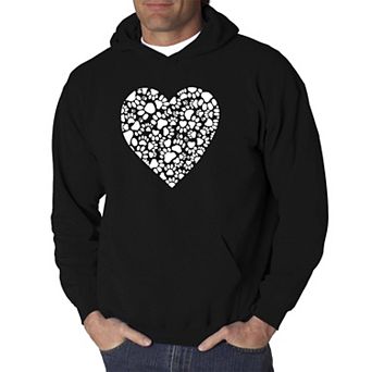 Paw Prints Heart - Men's Word Art Hooded Sweatshirt