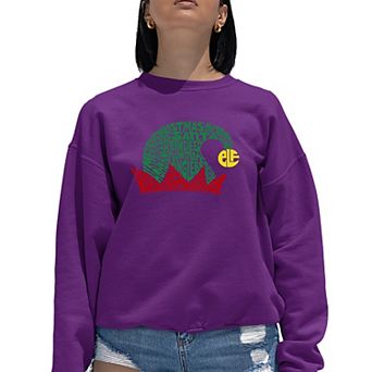 Christmas Elf Hat - Women's Word Art Crewneck Sweatshirt