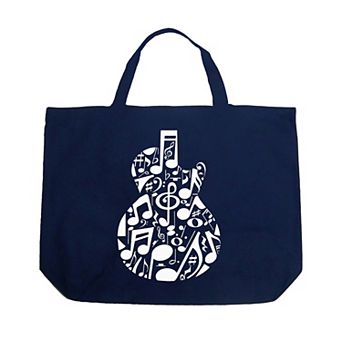 Music Notes Guitar - Large Word Art Tote Bag