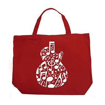 Music Notes Guitar - Large Word Art Tote Bag