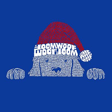 Christmas Peeking Dog - Large Word Art Tote Bag