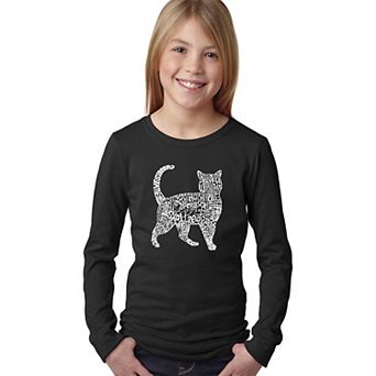 Cat - Girl's Word Art Long Sleeve