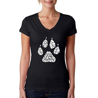 Dog Mom - Women's Word Art V-Neck T-Shirt