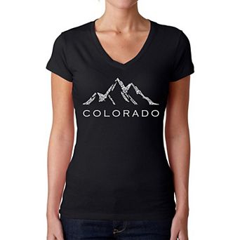 Colorado Ski Towns - Women's Word Art V-Neck T-Shirt