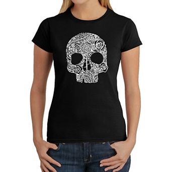Flower Skull - Women's Word Art T-Shirt