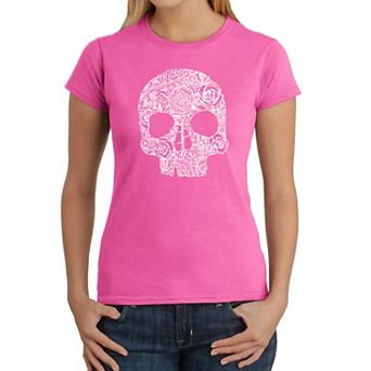 Flower Skull - Women's Word Art T-Shirt