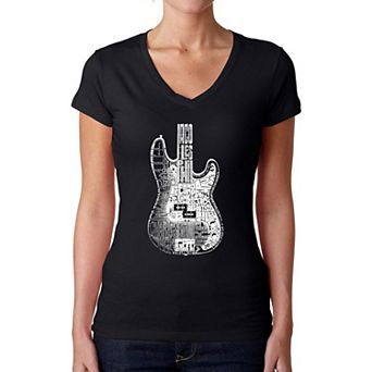 Bass Guitar - Women's Word Art V-Neck T-Shirt