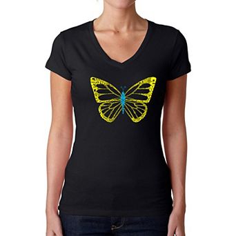 Butterfly - Women's Word Art V-Neck T-Shirt
