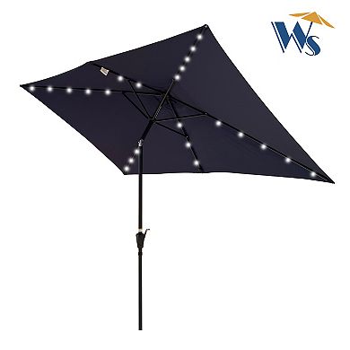 F.C Design Rectangular Solar LED Lighted Outdoor Umbrella