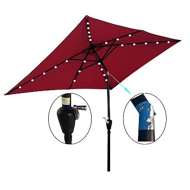 F.C Design Rectangular Solar LED Lighted Outdoor Umbrella