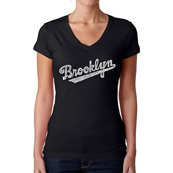 Brooklyn Neighborhoods - Women's Word Art V-Neck T-Shirt