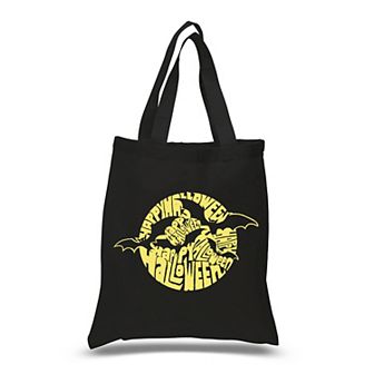 Small Word Art Tote Bag - Halloween Bats