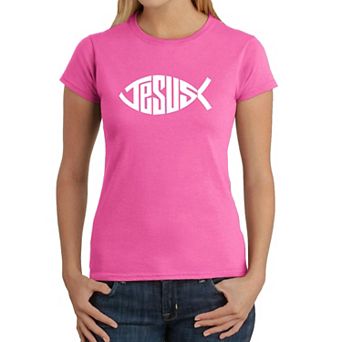 Christian Jesus Name Fish Symbol - Women's Word Art T-Shirt