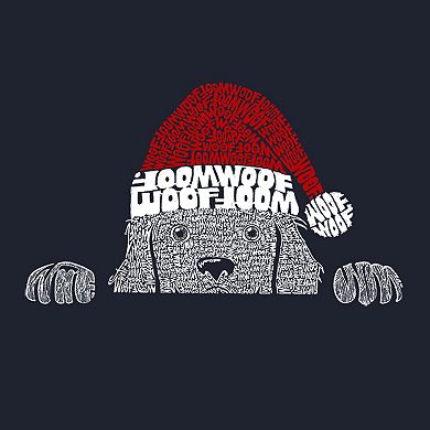 Christmas Peeking Dog - Small Word Art Tote Bag