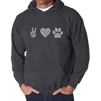 Peace Love Dogs - Men's Word Art Hooded Sweatshirt