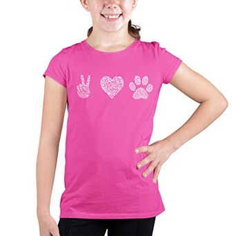 Peace Love Dogs - Girl's Word Art T-shirt