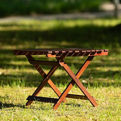 F.C Design Wood Folding Table - Portable, Lightweight, and Sturdy - Ideal for Indoor and Outdoor Use - Natural Wood Finish