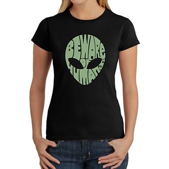 Beware of Humans - Women's Word Art T-Shirt