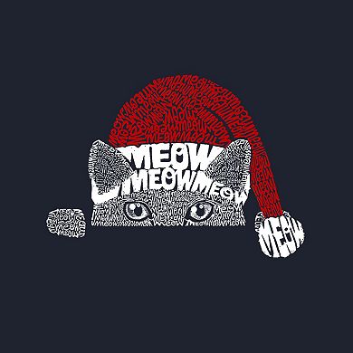 Christmas Peeking Cat - Small Word Art Tote Bag