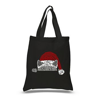 Christmas Peeking Cat - Small Word Art Tote Bag