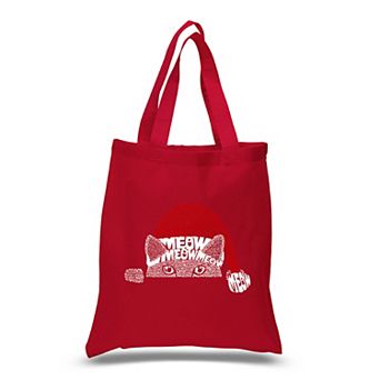Christmas Peeking Cat - Small Word Art Tote Bag