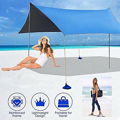 F.C Design 10'x10' Beach Tent Sun Shelter Portable Outdoor Shade Canopy with 6 Sandbags - Blue