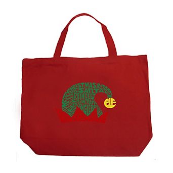 Christmas Elf Hat - Large Word Art Tote Bag